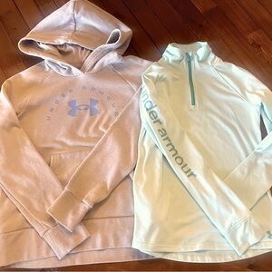 Under Armor big girls hoodie and quarter zip top (size medium)